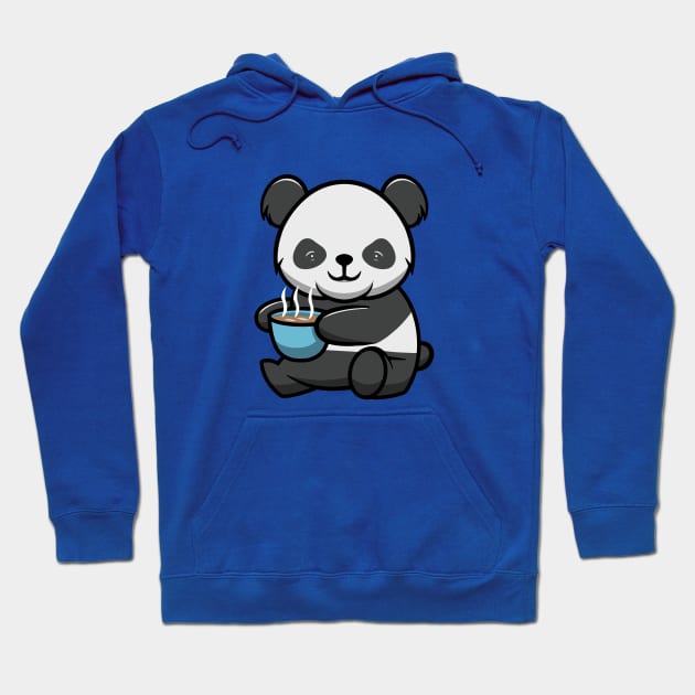 Cute Panda with hot chocolate in valentine day Hoodie by Cubbone